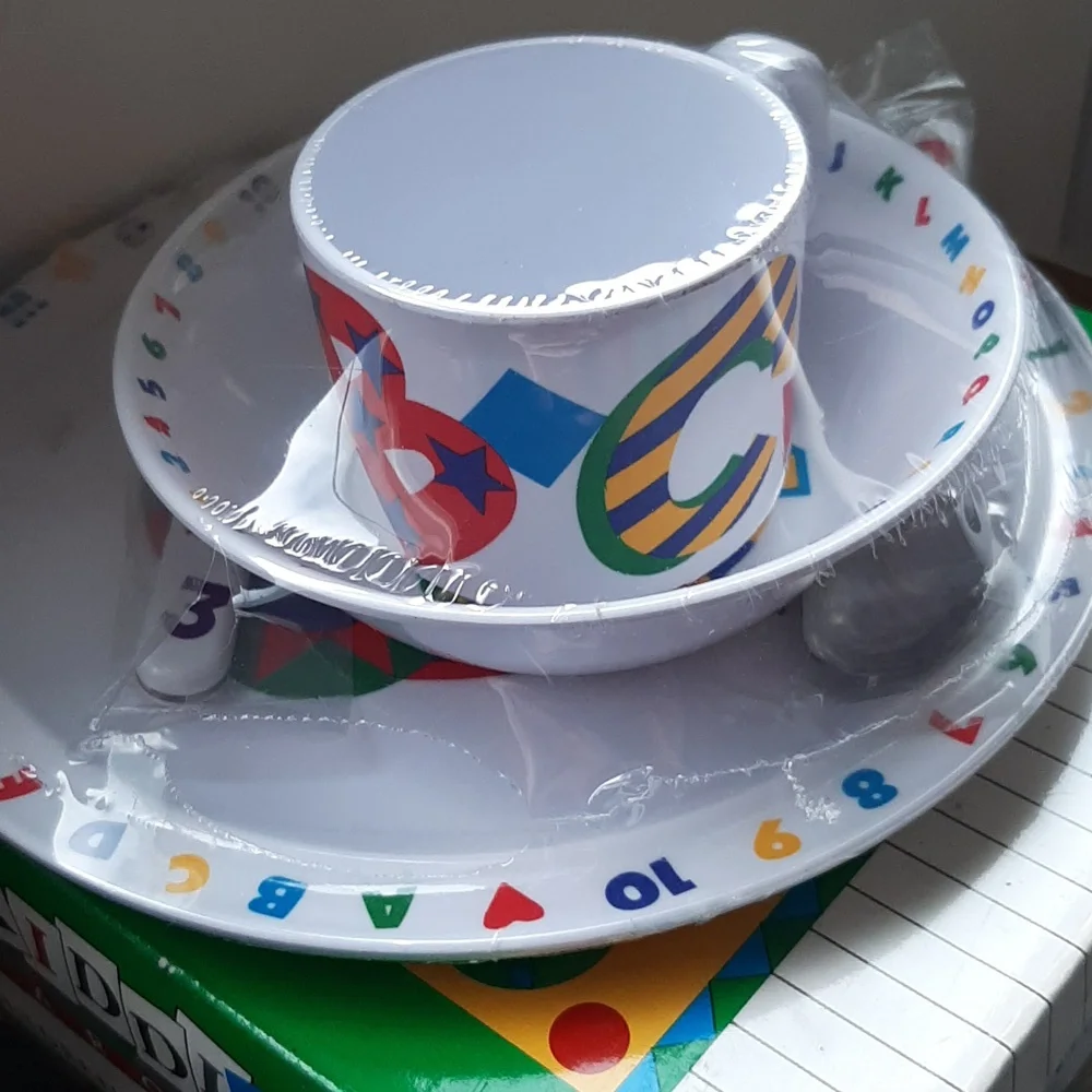 NIB Children's Dinnerware Set - Colorful ABC Design